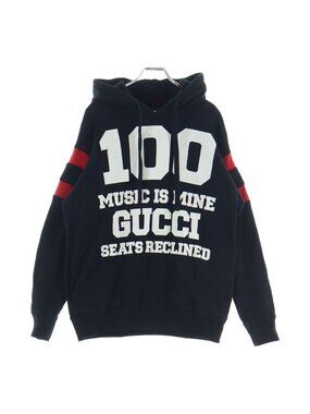 Gucci 100 Music IS Mine Logo Print Pullover Sweatshirt Hoodie Black